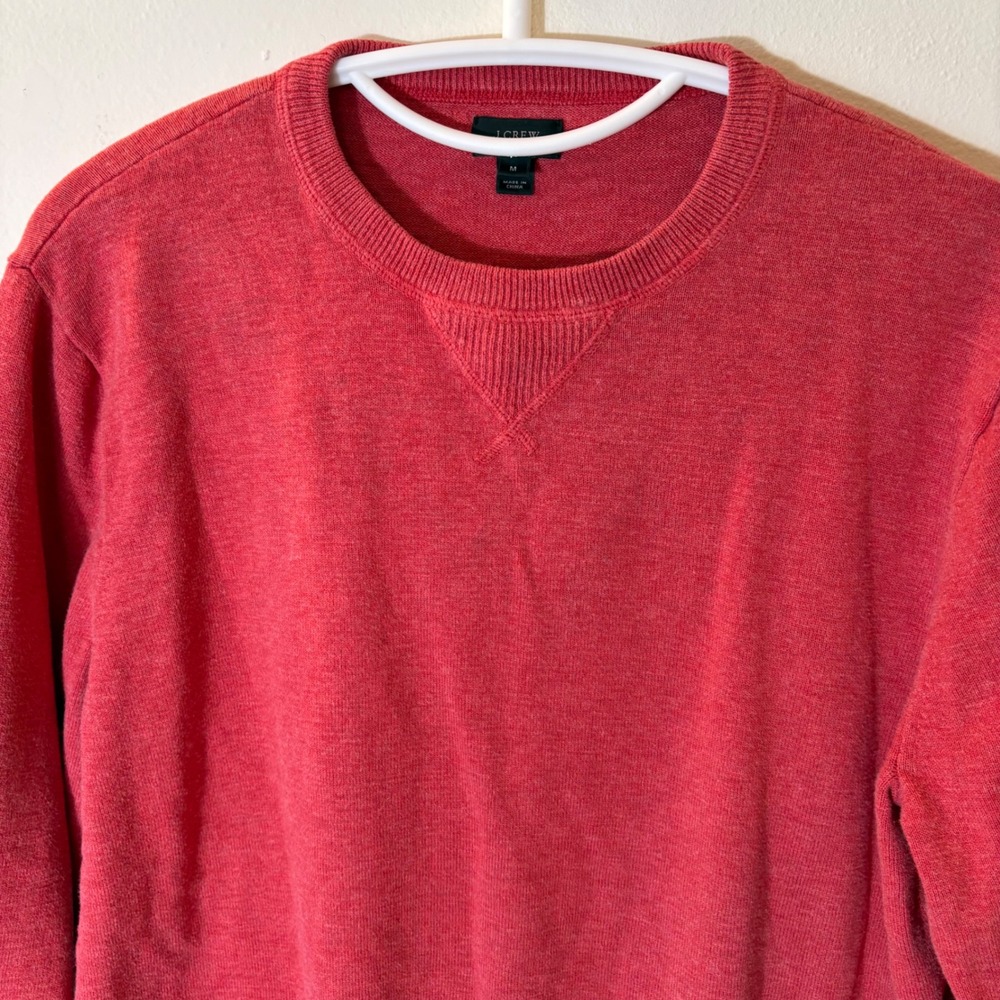 J. Crew Crewneck Sweater Red Cotton Pullover Size Medium - Picture 2 of 6
